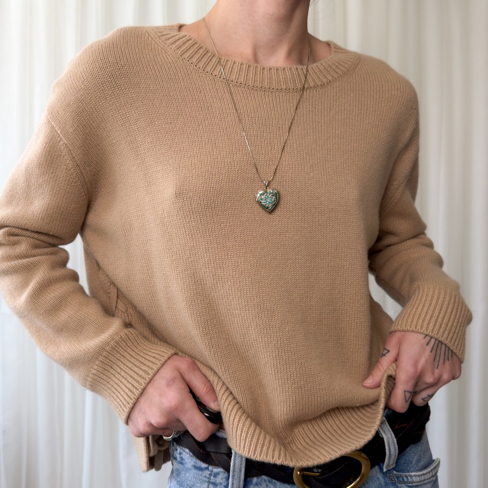 Vince 100% Cashmere Sweater Cream Crewneck Knit Minimalist‎ Luxury Women's XS